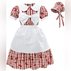 Colonial Costume Girls Short Sleeve Pioneer Dresses Girls Laura Ingalls Wilder